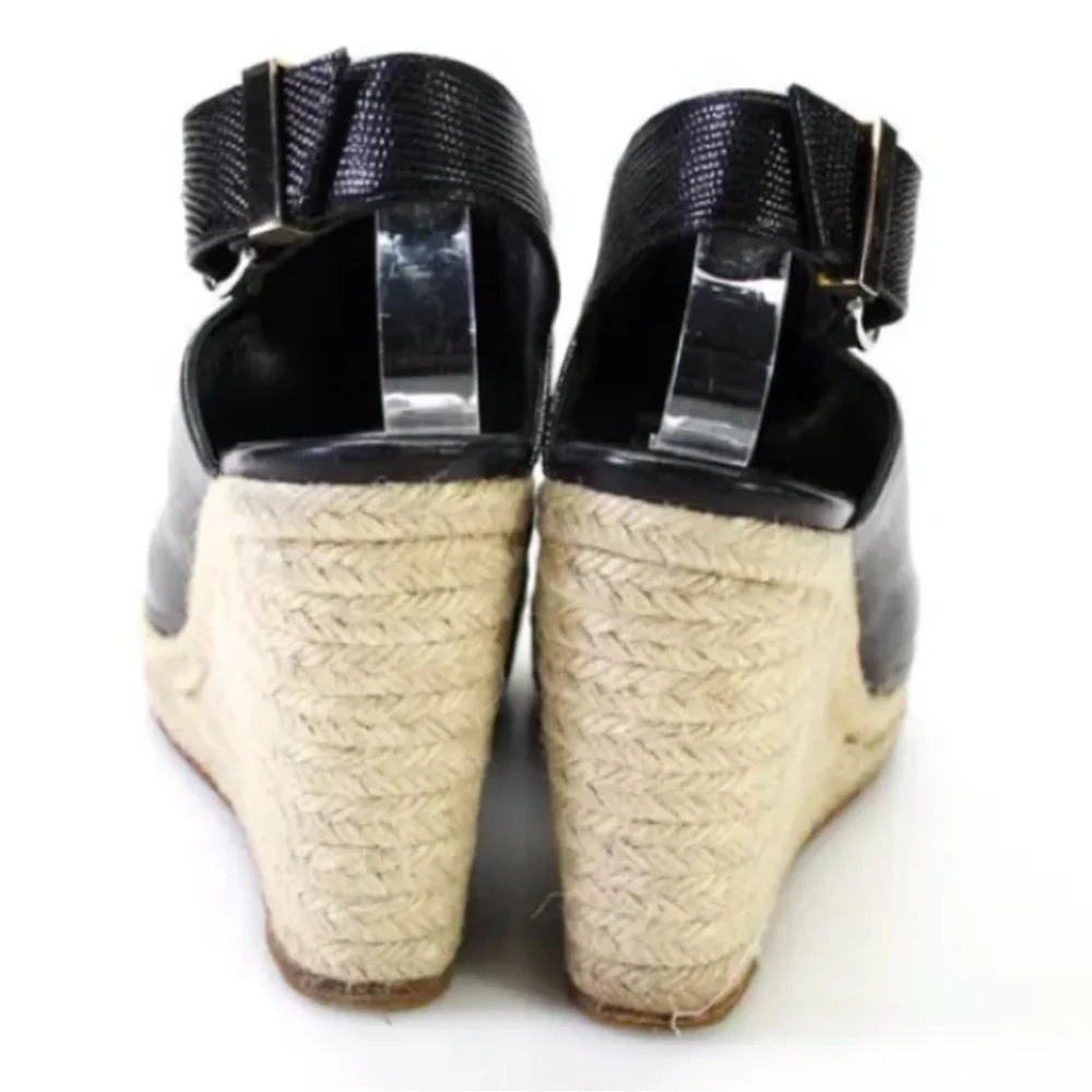 Authentic Balenciaga luxury designer black leather wedges sandals espadrilles 9